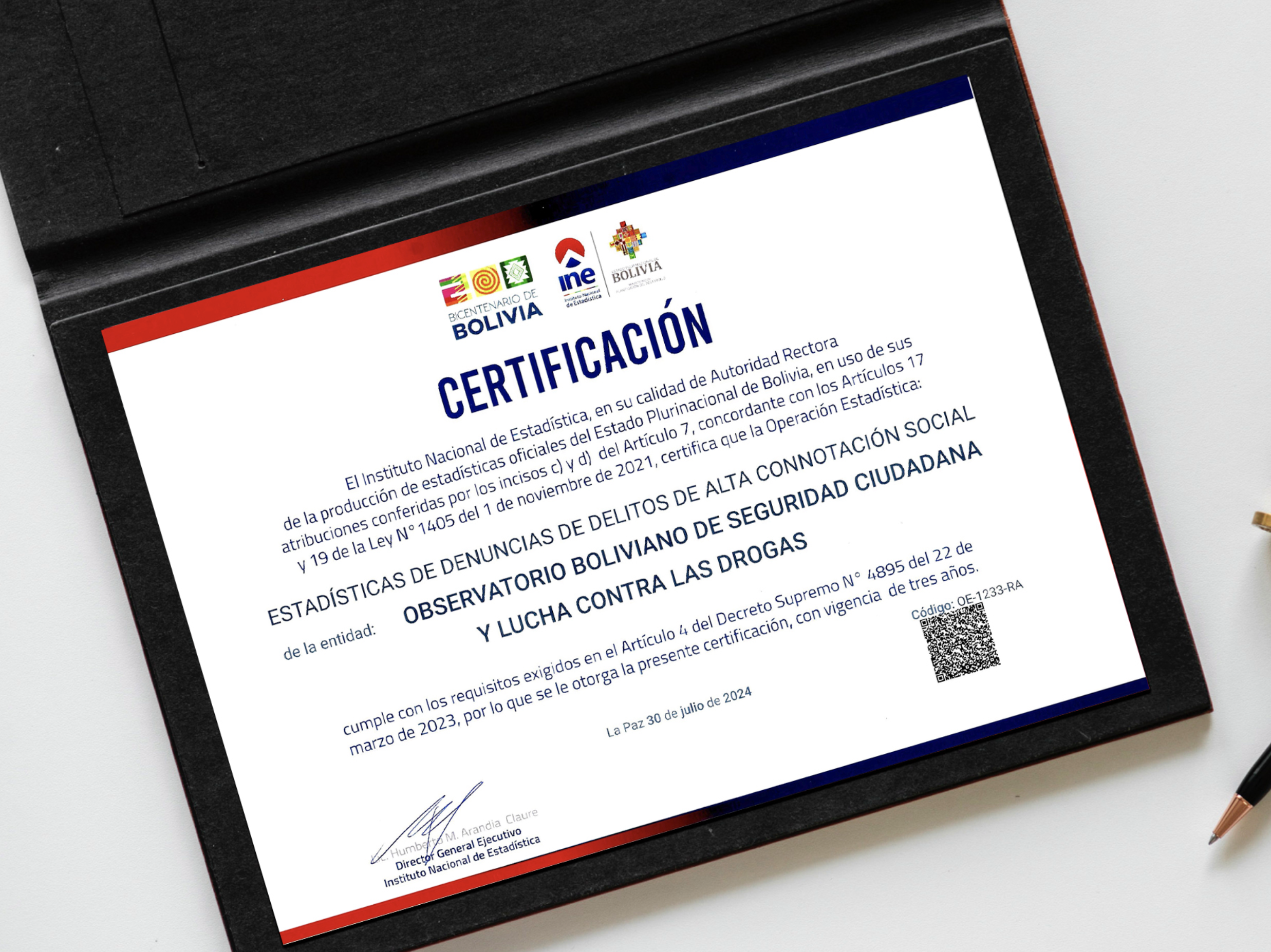 El INE otorgó al OBSCD la mencionada certificación que tiene una vigencia de tres años a partir del 30 de julio de 2024