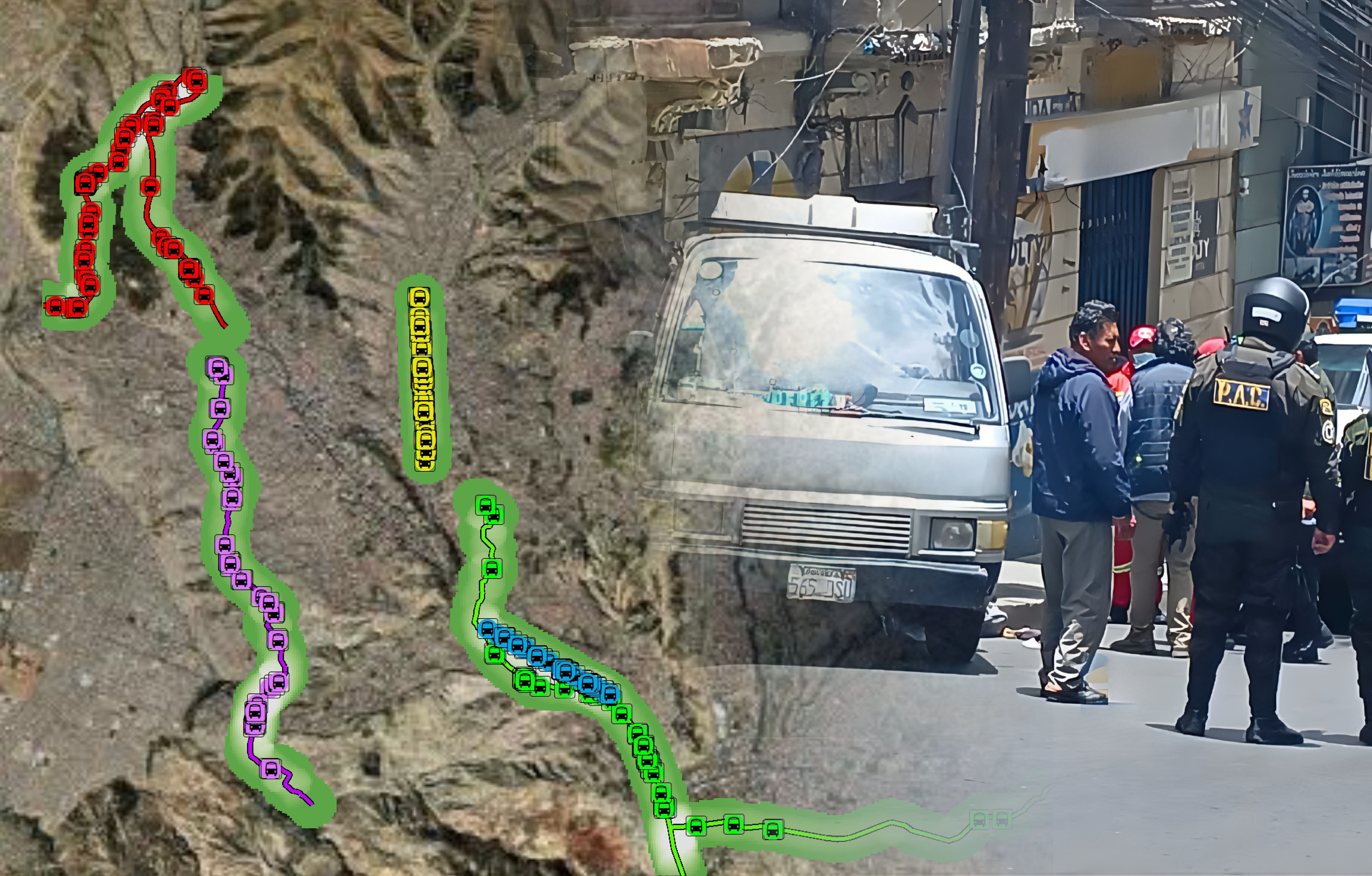 vehículo y mapa de referencia